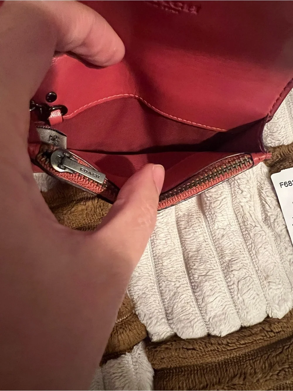 Coach Pebbled Leather Card Case in Washed Red NWTS!